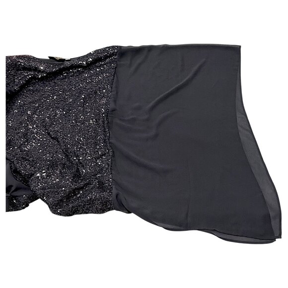 Bob Mackie Top Womens 3X Fits 22W/24W Black Sequin Chiffon Cocktail Lagenlook - Picture 8 of 16